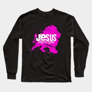 Jesus - Lion of Judah - Streetwear stencil - Pink Long Sleeve T-Shirt